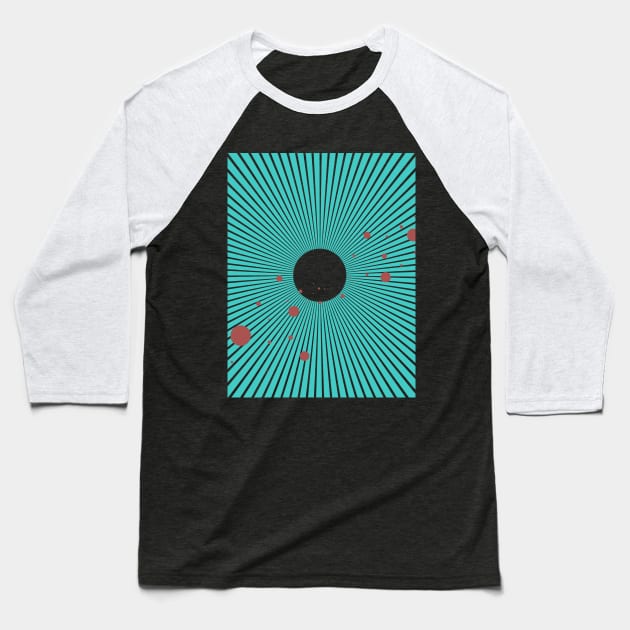 Geometric black hole line art design Baseball T-Shirt by Liam Warr